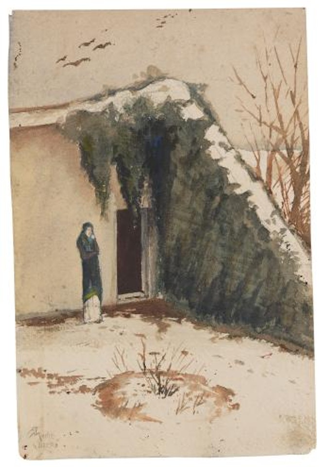 Frau im Innenhof by August Macke