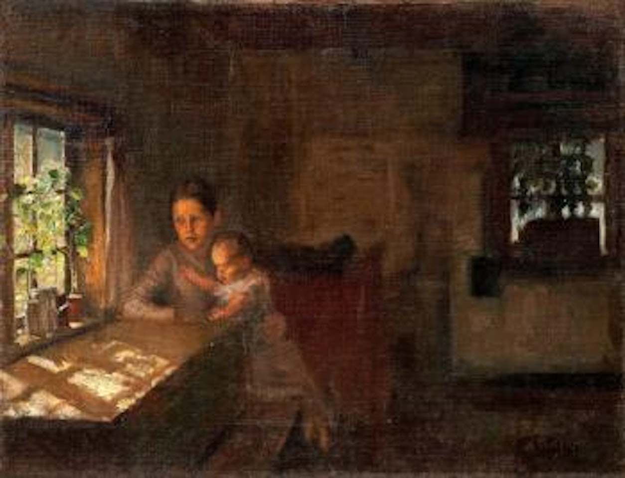 A study for the painting 'Interior of a crofter's cottage' by Albert Edelfelt