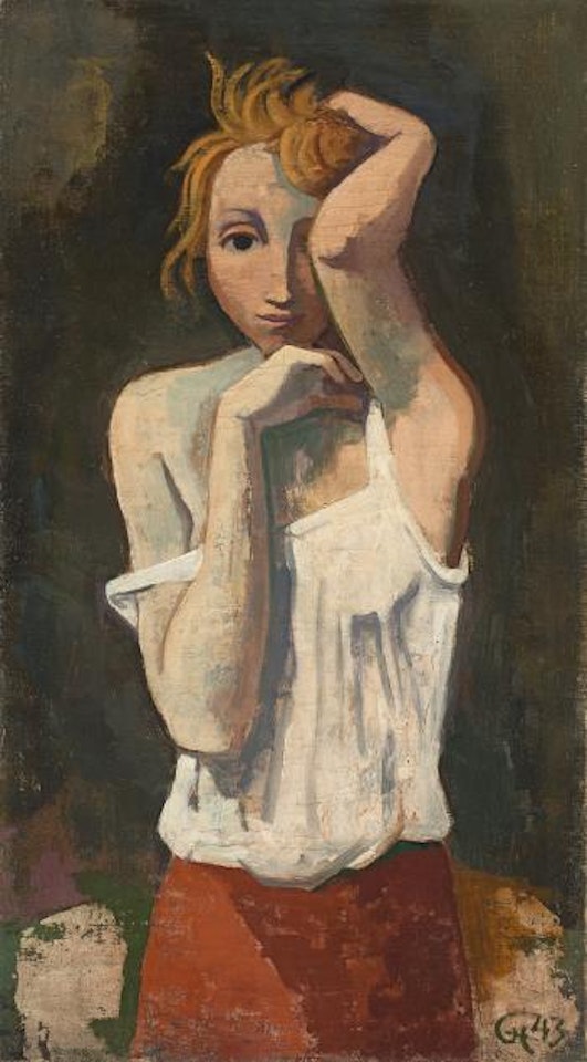 Mädchen Mit Erhobenem Arm by Karl Hofer