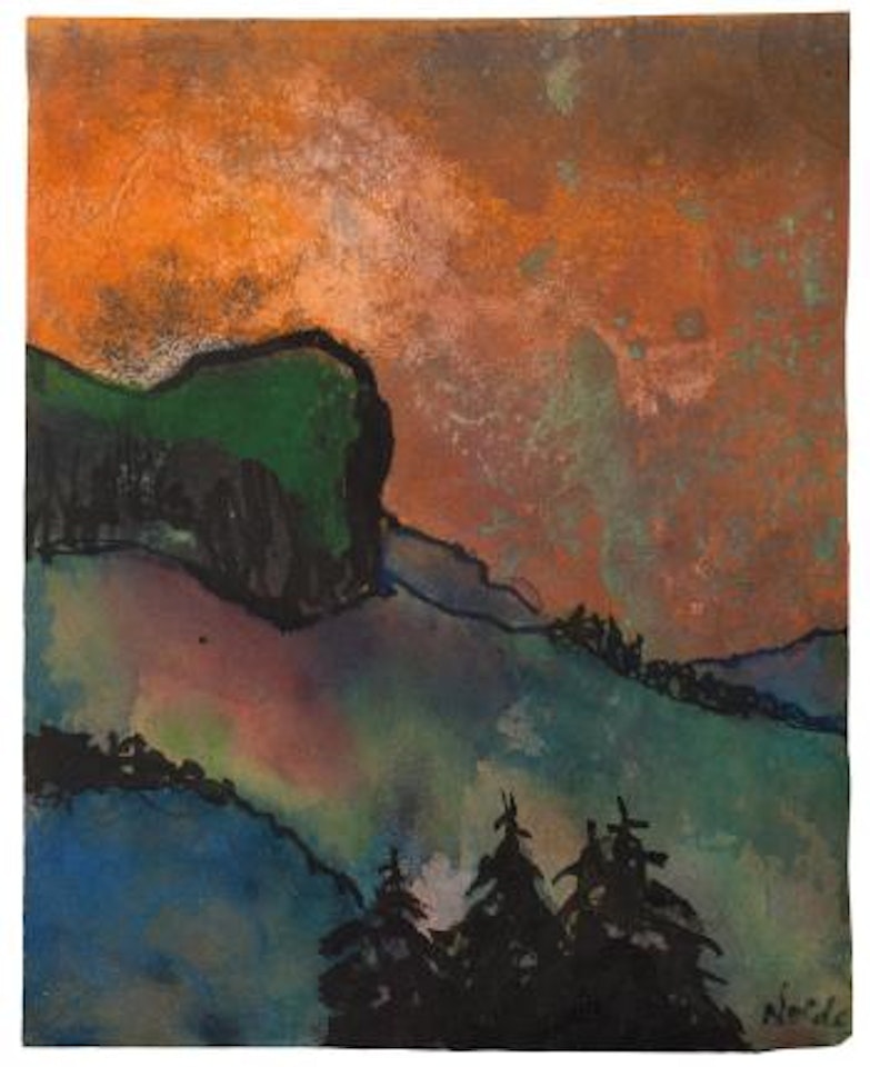 Berglandschaft Und Schwarze Tannen by Emil Nolde
