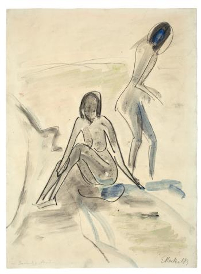 Badende A. Abend by Erich Heckel