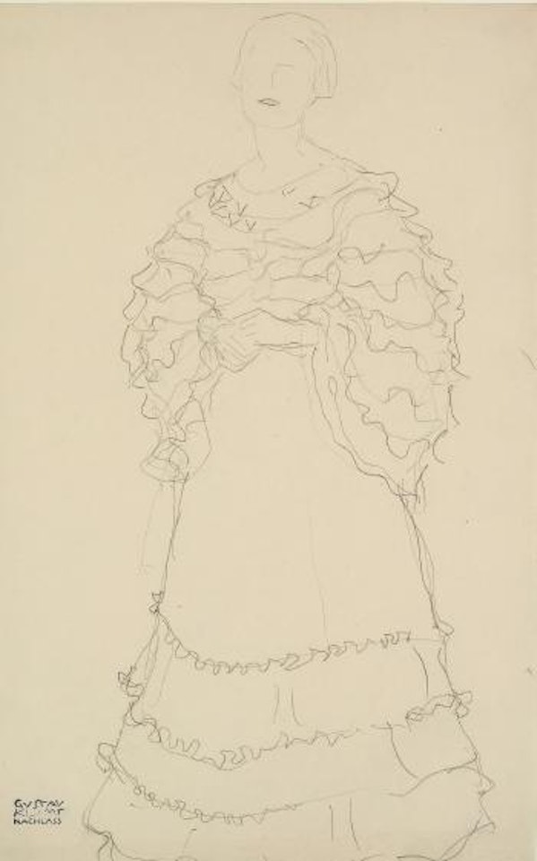 Stehend Etwas Nach Links, Die Hände Ineinandergelegt (Standing Figure Facing Slightly To The Left, Hands Folded) by Gustav Klimt
