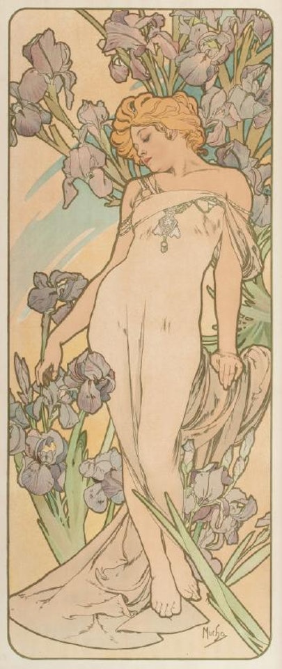 Les Fleurs (Rennert, Weill, 49, Var 1) by Alphonse Mucha