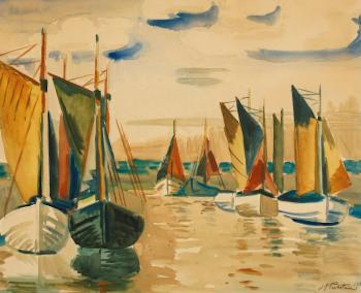 Fischkutter Im Strom (Fishing Boat In The Current) by Max Pechstein