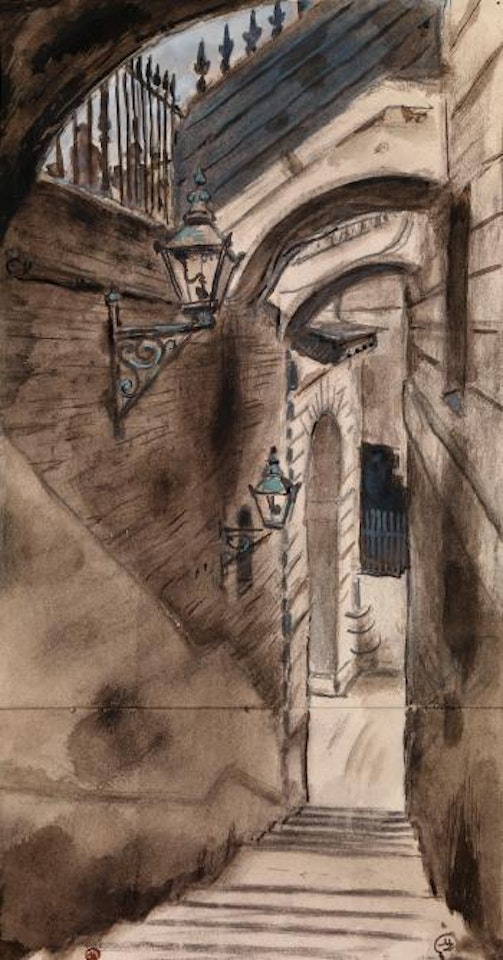 Entrance to the Underground, London by Mstislav Valerianovich Dobuzhinsky