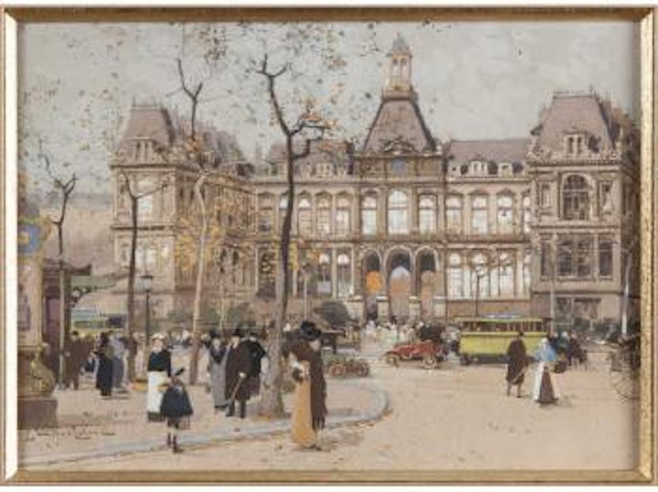 Carrefour animé, Paris by Eugene Galien-Laloue