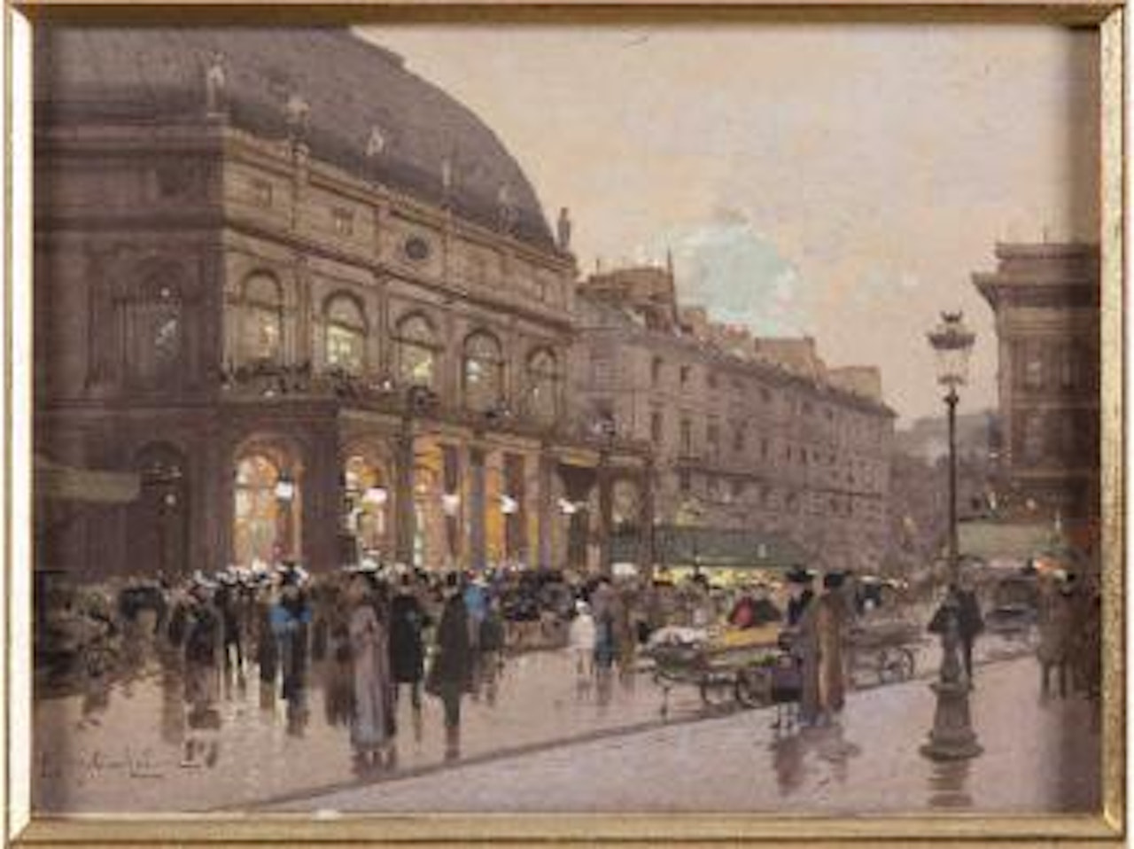 Les Grands Boulevards animés à Paris, le soir by Eugene Galien-Laloue
