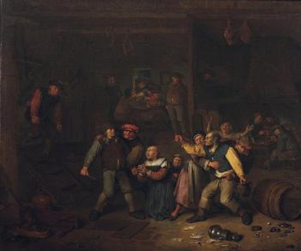 Intérieur de taverne avec une rixe de paysans by Egbert van Heemskerk III