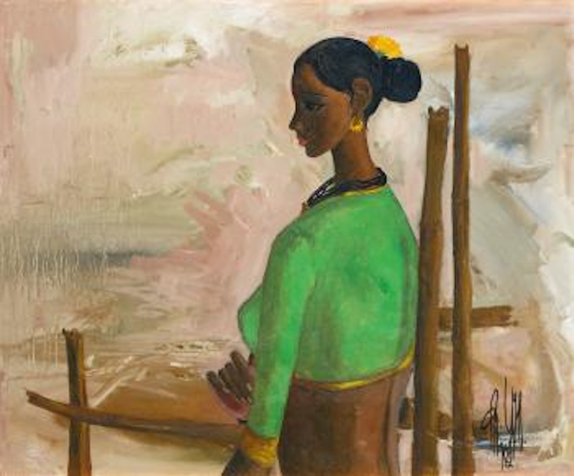 Untitled (Woman In Green) by B Prabha