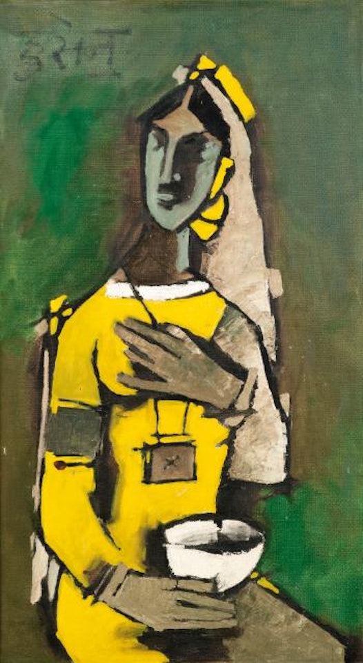 Untitled (Woman In Yellow) by M.F. Husain