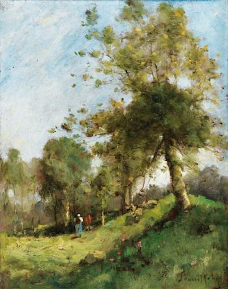 Paysanne Et Sa Vache Sur Un Chemin by Paul Désiré Trouillebert
