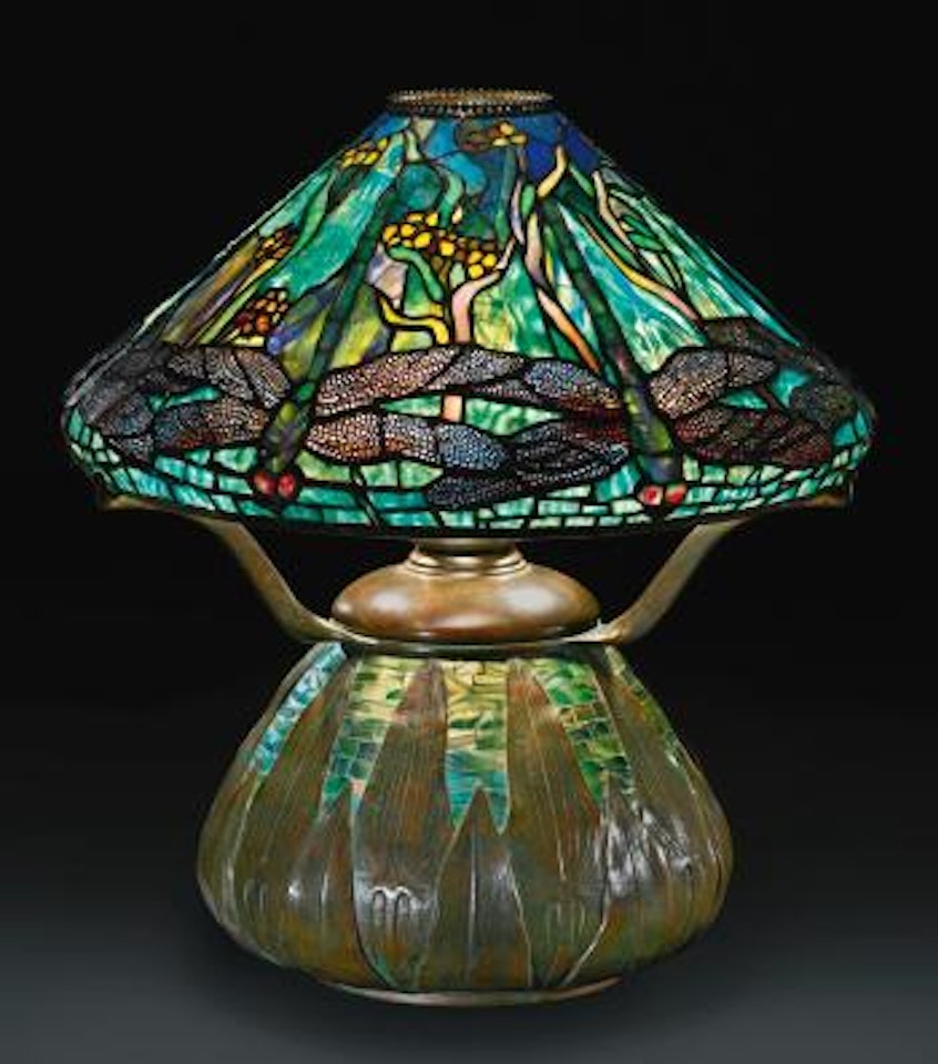 An Important And Rare 'Dragonfly And Waterflowers' Table Lamp by Tiffany Studios
