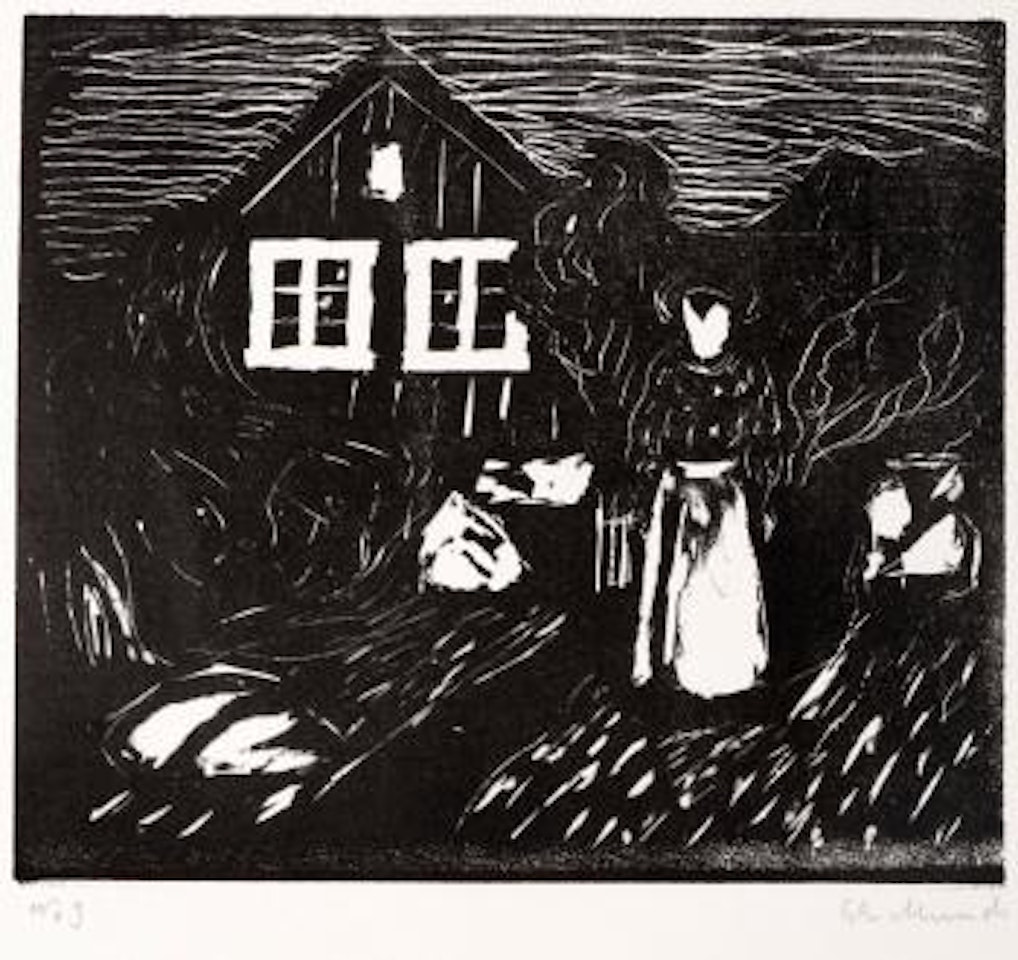 Granskog i snø by Edvard Munch