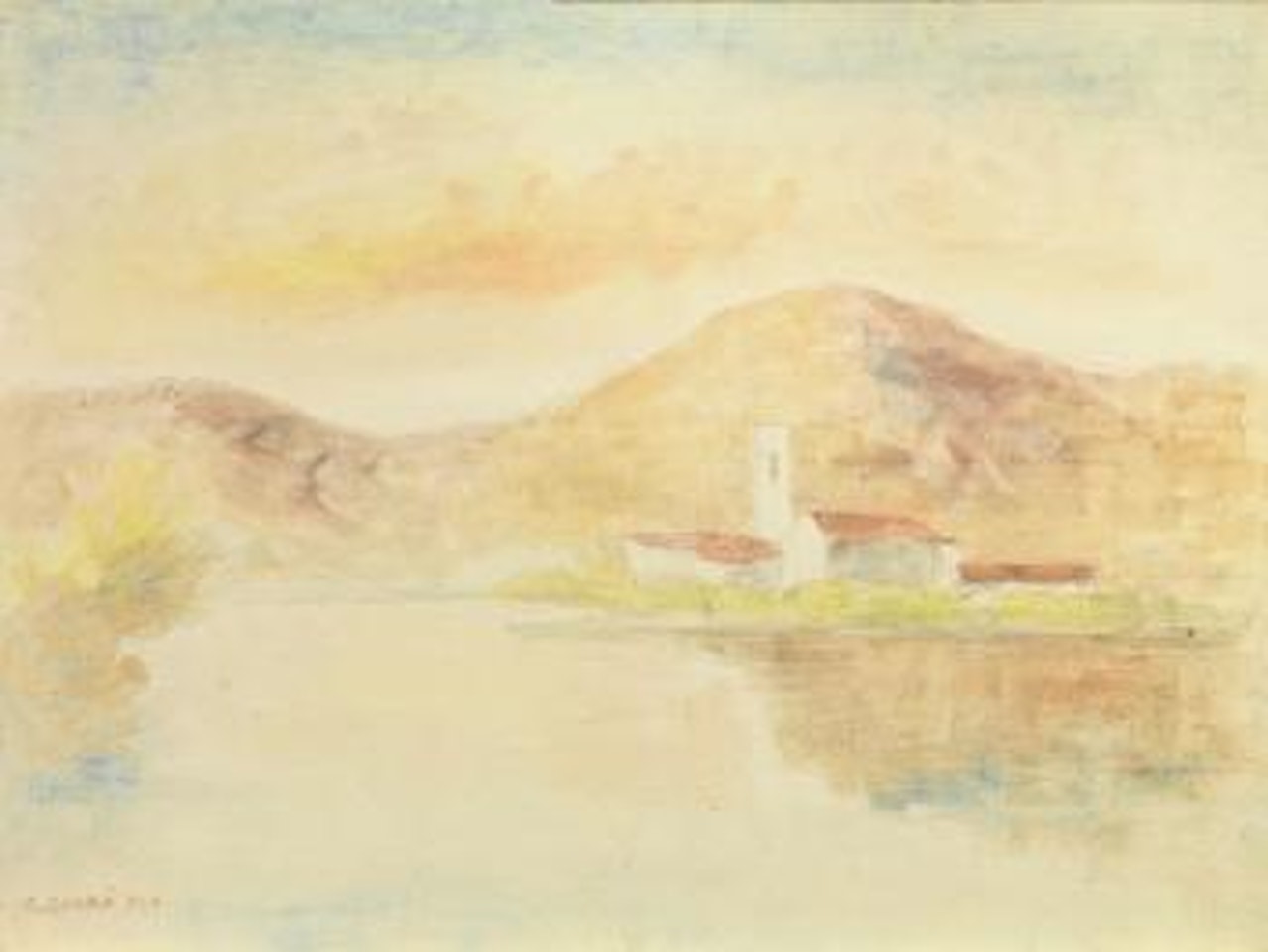 Paesaggio di lago by Carlo Carra