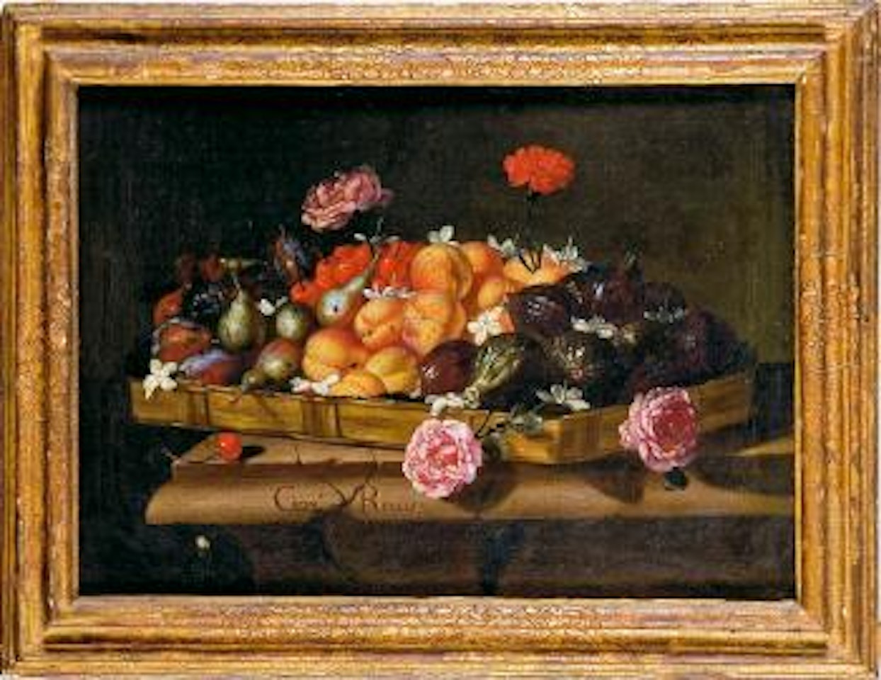 Bodegón con bandeja de frutas y flores by Giuseppe Recco