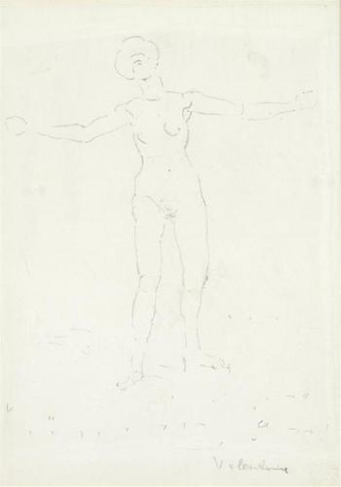Bewegungsstudie, weiblicher Akt mit erhobenen Armen, Studie zu 'Blick in die Unendlichkeit / Floraison' by Ferdinand Hodler