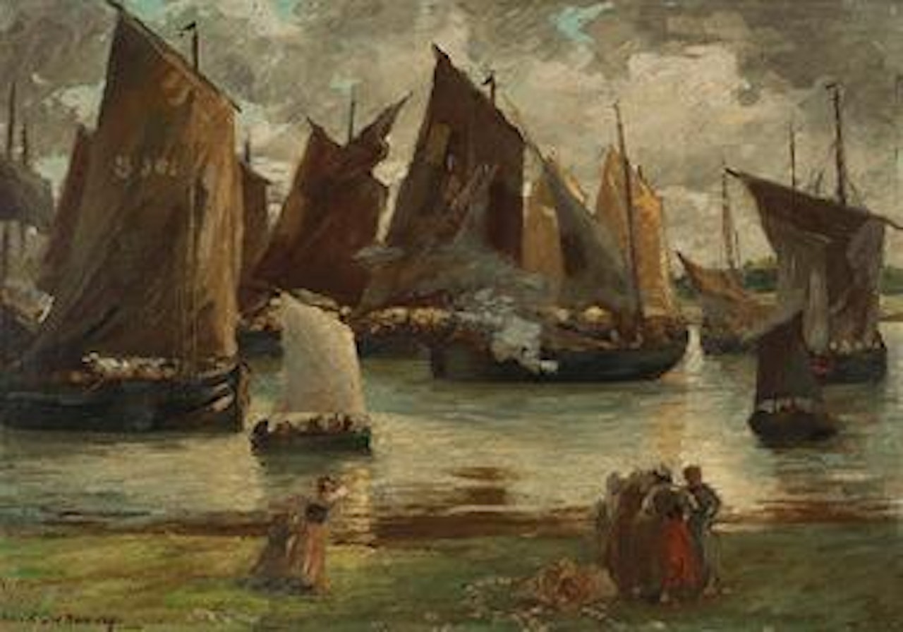 Boats Preparing To Leave (Etaples) by Rupert Charles Wulsten Bunny