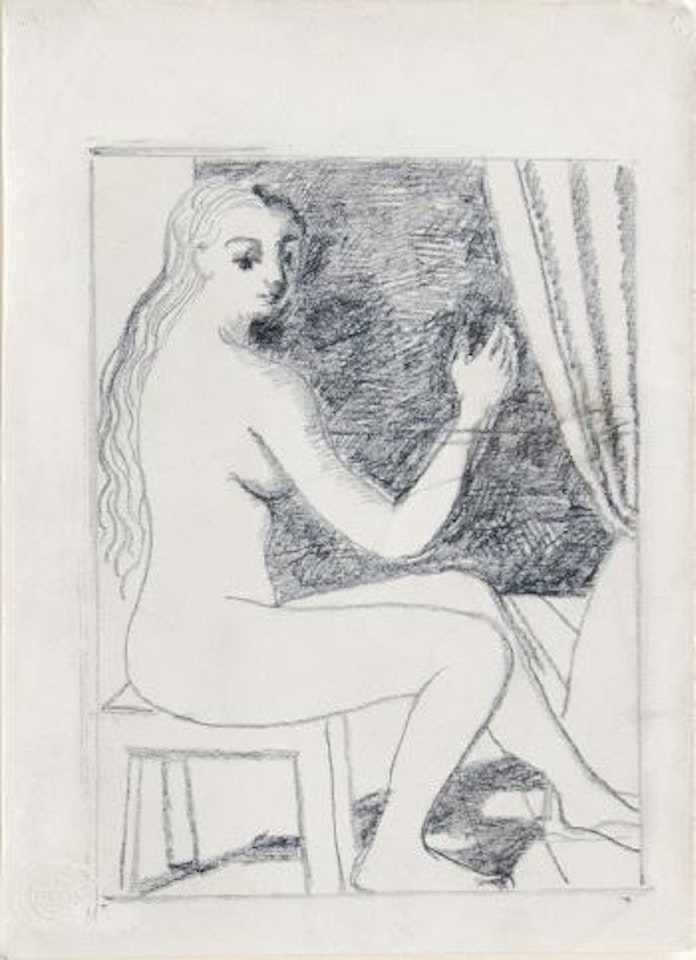 Projet pour 'miroirs conjugués' de Franz Hellens by Paul Delvaux