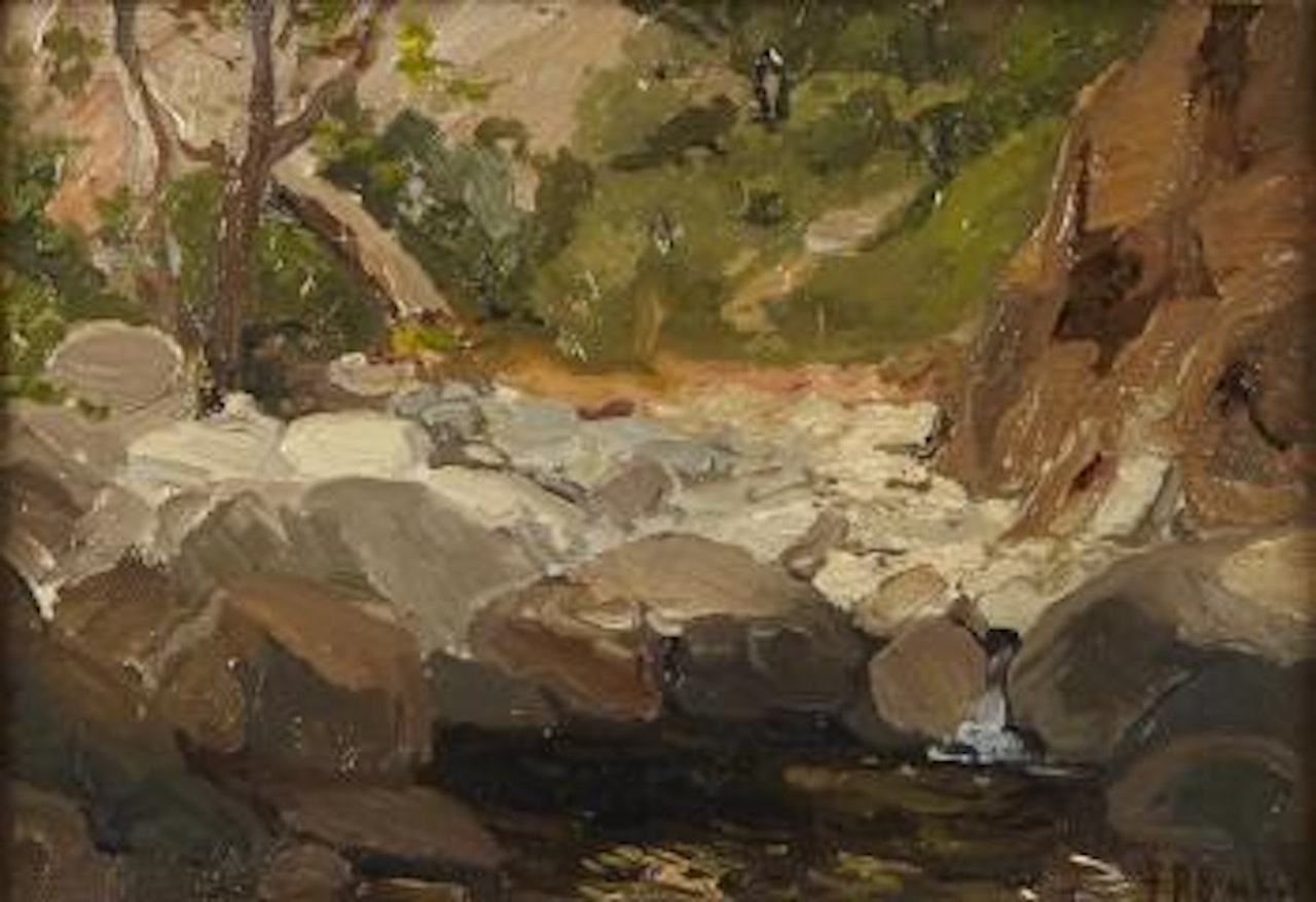 A brook in the woods by Franz A Bischoff