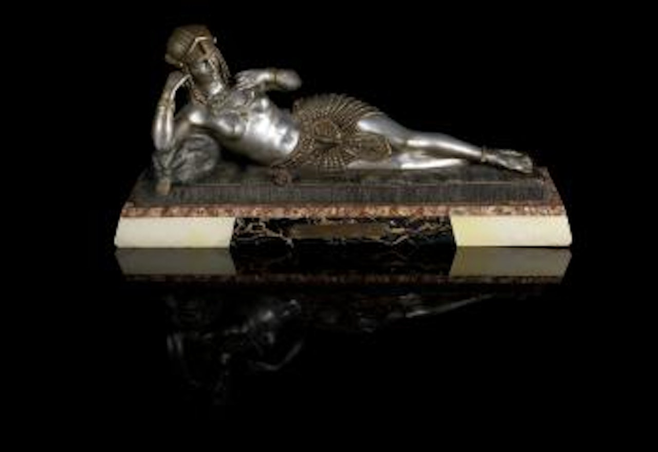 Cleopatra, a Silvered Bronze Sculpture by Demetre Chiparus