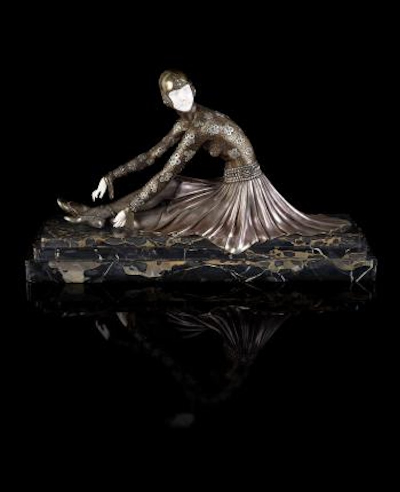 Tanara, a Large Cold-painted Bronze and Carved Ivory Sculpture by Demetre Chiparus