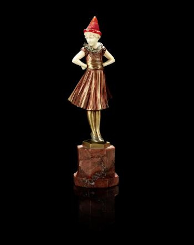 Pierrette, a Cold-painted Bronze and Carved Ivory Study by Ferdinand Preiss