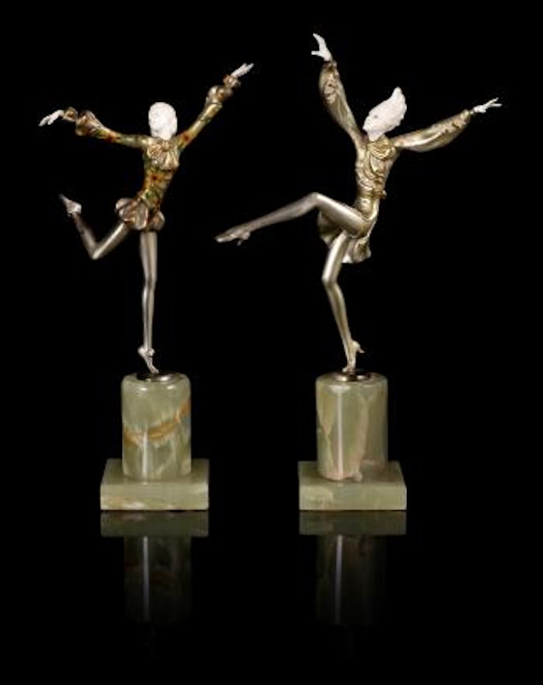 A Gilt and Cold-Painted Bronze and Carved Ivory Figure of a Dancer by Josef Lorenzl