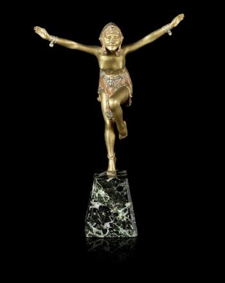 Chain Dancer, a Patinated Bronze Study by Demetre Chiparus