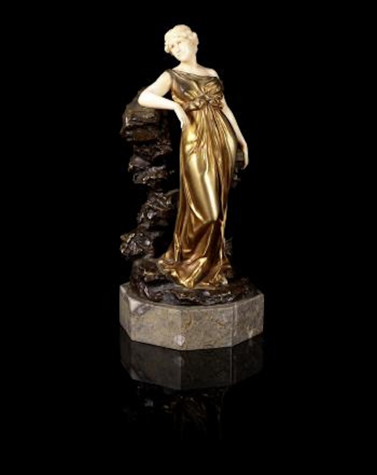 Proserpina, a Gilt Bronze and Carved Ivory Figure by Ferdinand Preiss