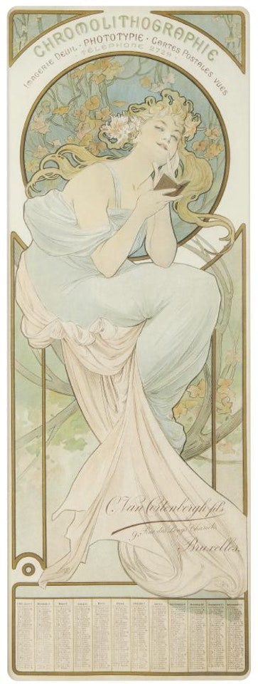 Chromolithographie, a Colour Lithograph Calendar Design by Alphonse Mucha