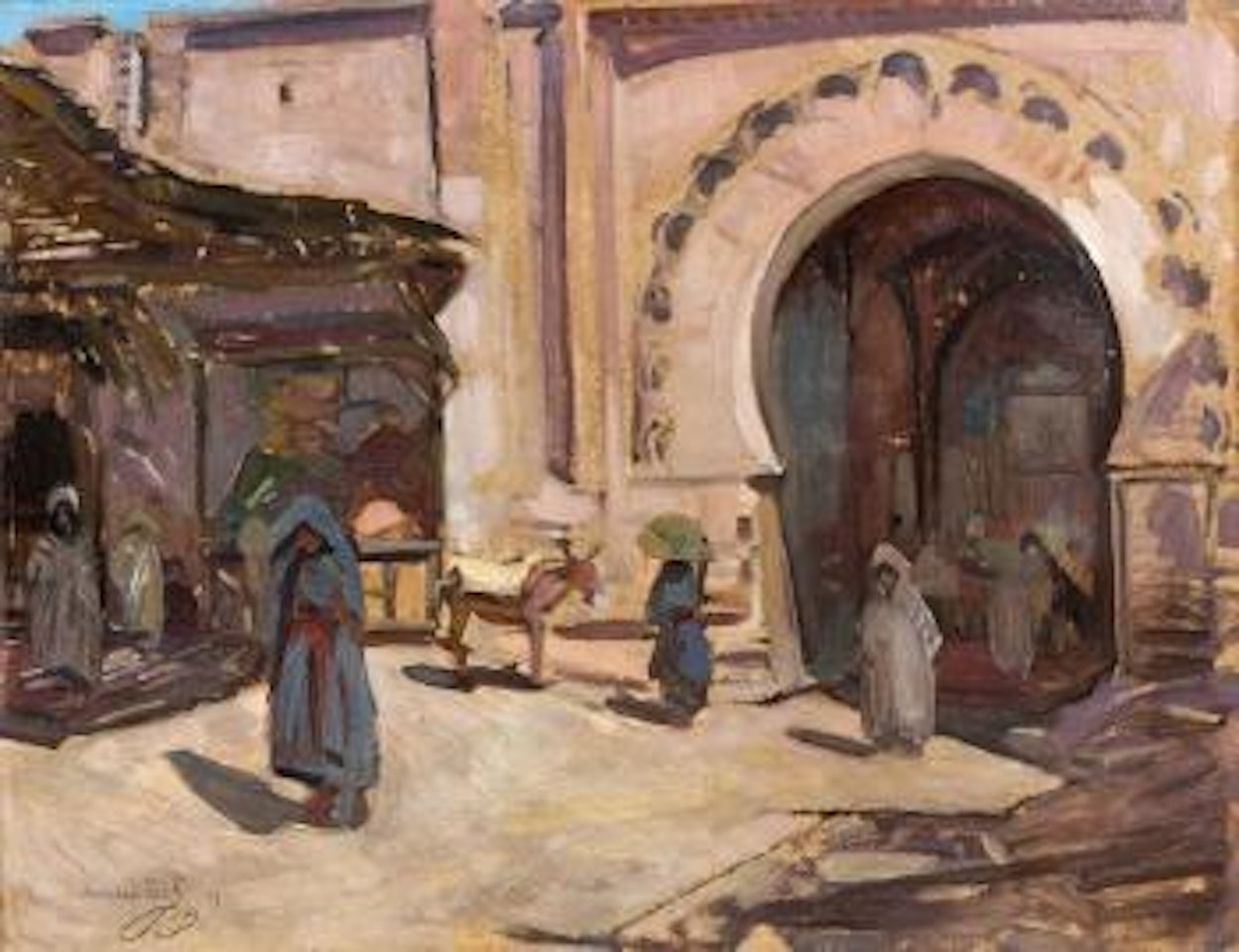 Scène Animée Devant Les Remparts De Marrakech by Jacques Majorelle