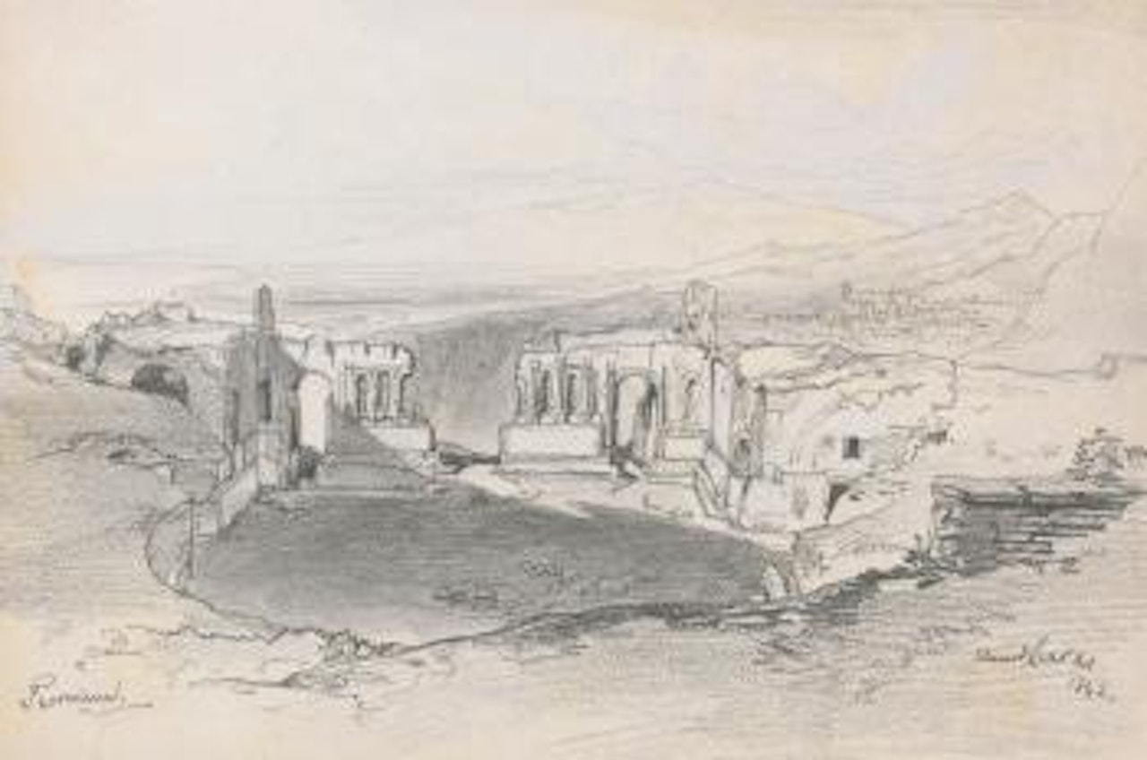The Amphitheatre, Taormina, Sicily by Edward Lear