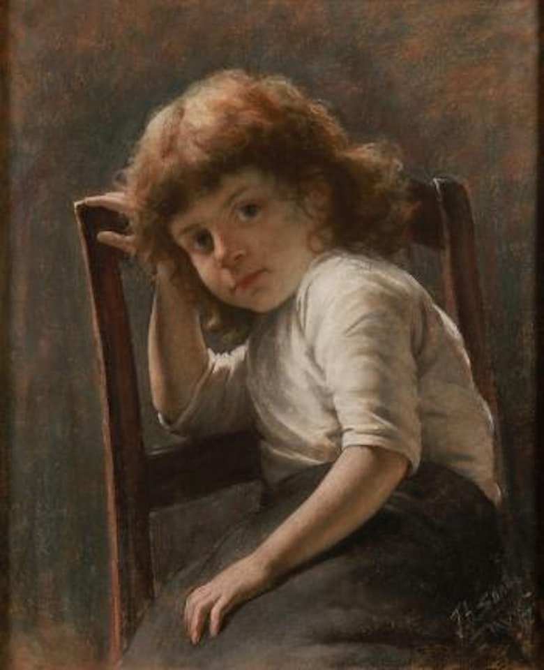 Portrait of a seated young child by Joseph Henry Sharp