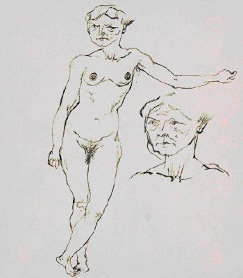 Weiblicher Akt, stehend mit Kopfstudie by George Grosz