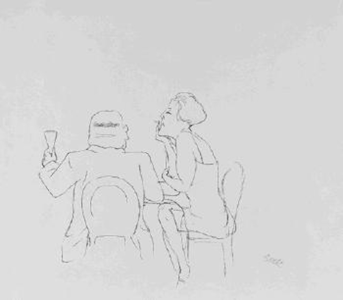Paar, an einem Tisch sitzend by George Grosz