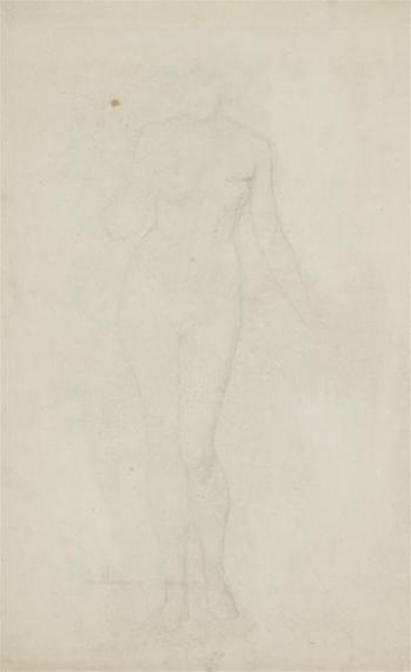 Standing Female Nude. Female Head Study Nude. by Edward Coley Burne-Jones