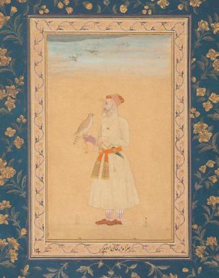 Portrait dit de Sizâwâr Khân tenant un faucon by Mughal School