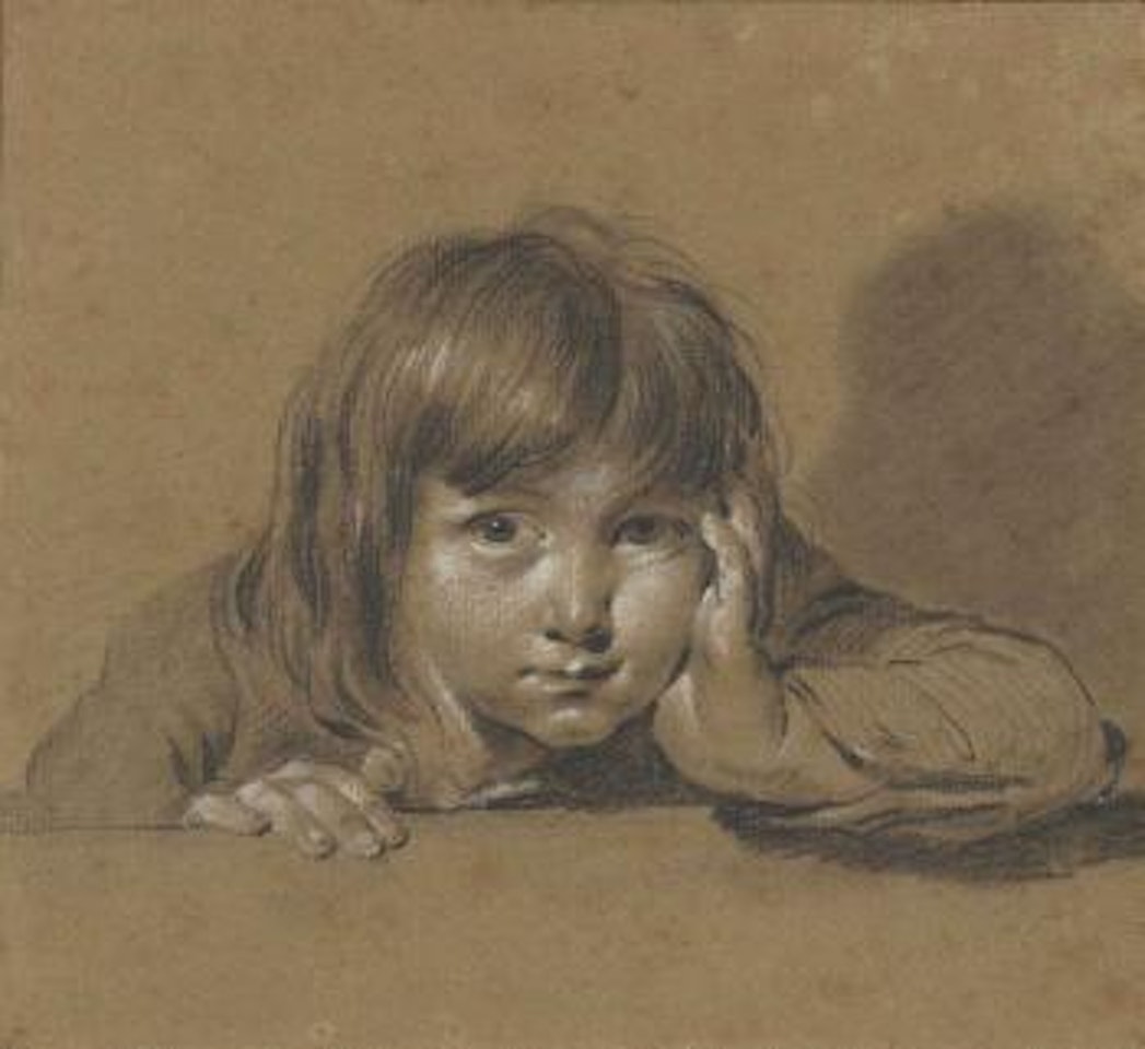 Portrait of a young boy, leaning on his elbow by Louis-Leopold Boilly