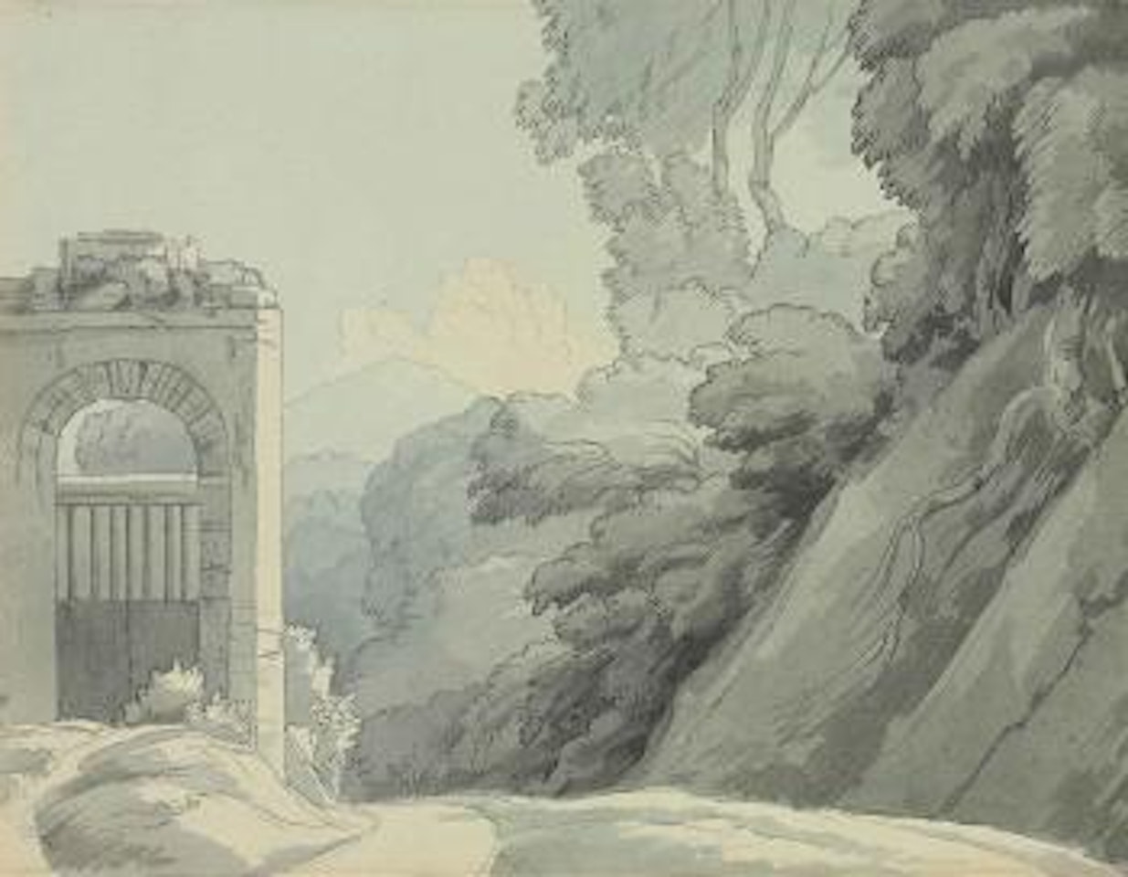 Rome, going out from Porta Pia looking towards the Sabine Mountains by Francis Towne