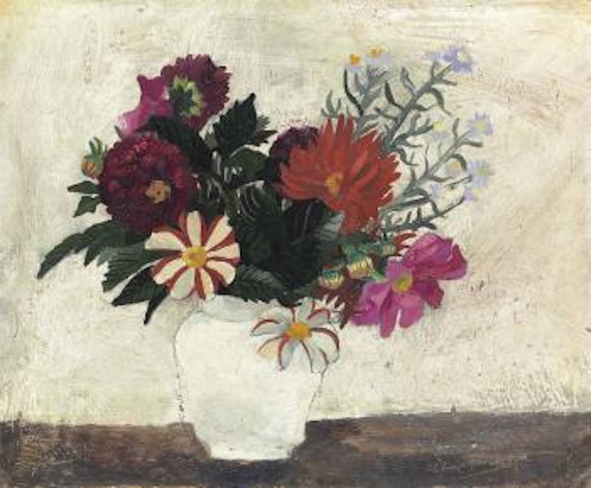 Flowers in a white pot by Christopher Wood
