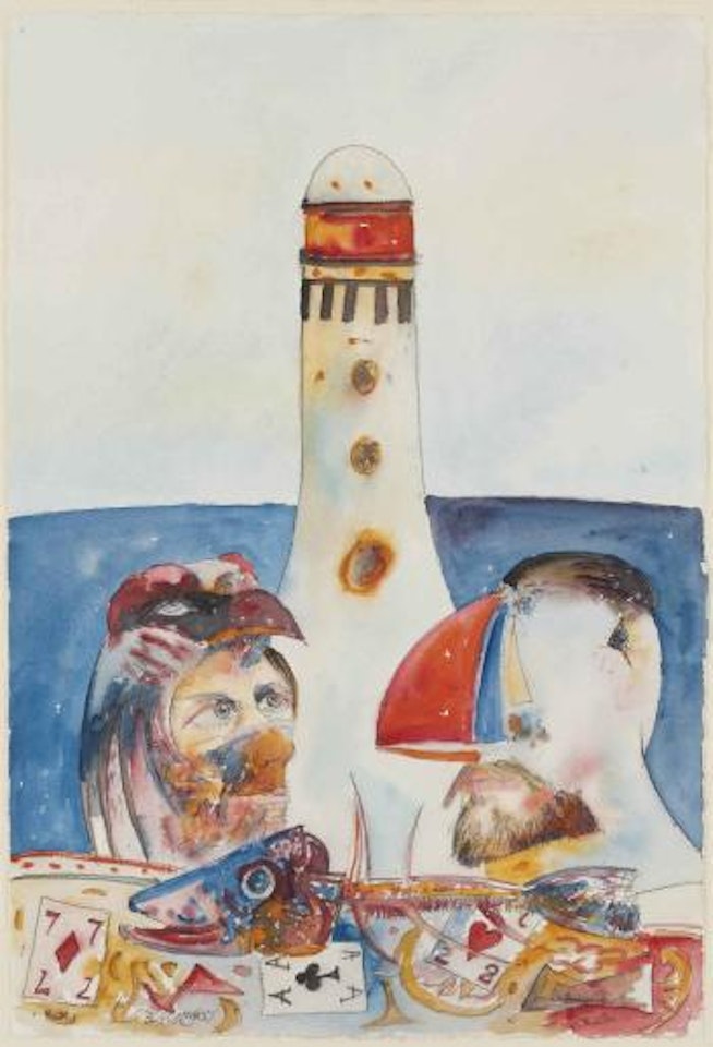 Lighthouse with cardplayers by John Bellany