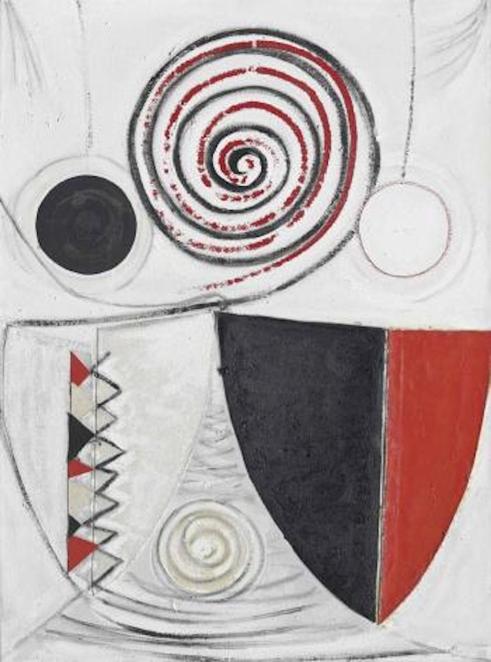 Spiral, red, black and white collage by Terry Frost