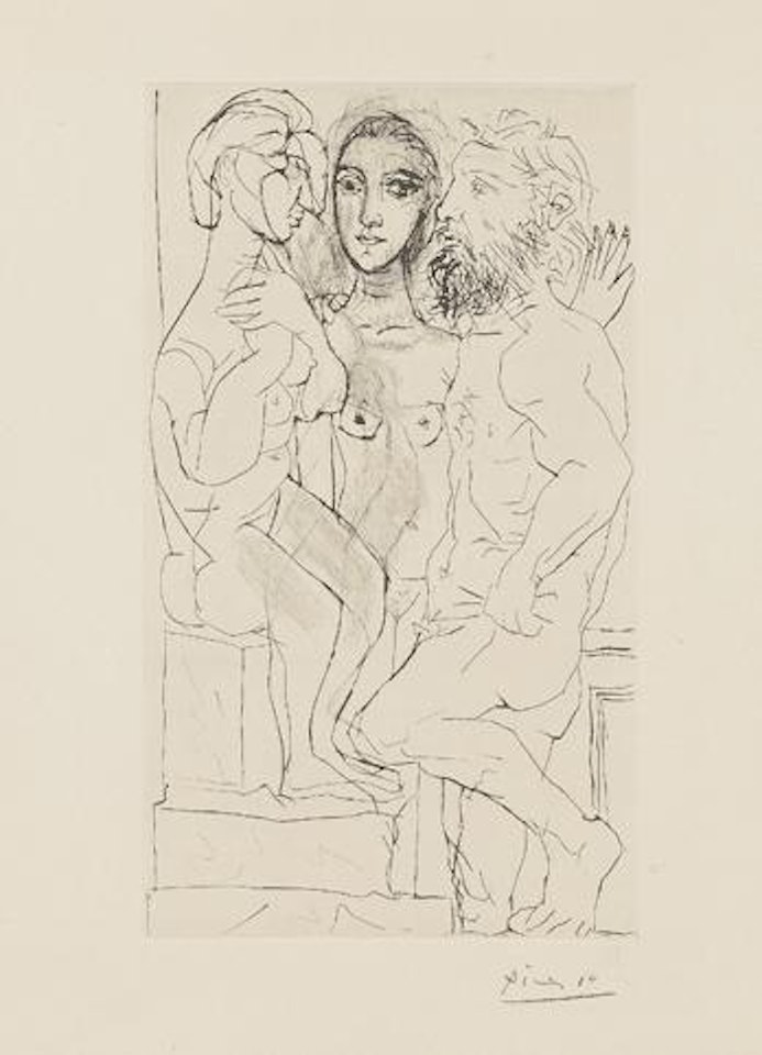 Sculpteur, Modèle et Sculpture assise by Pablo Picasso