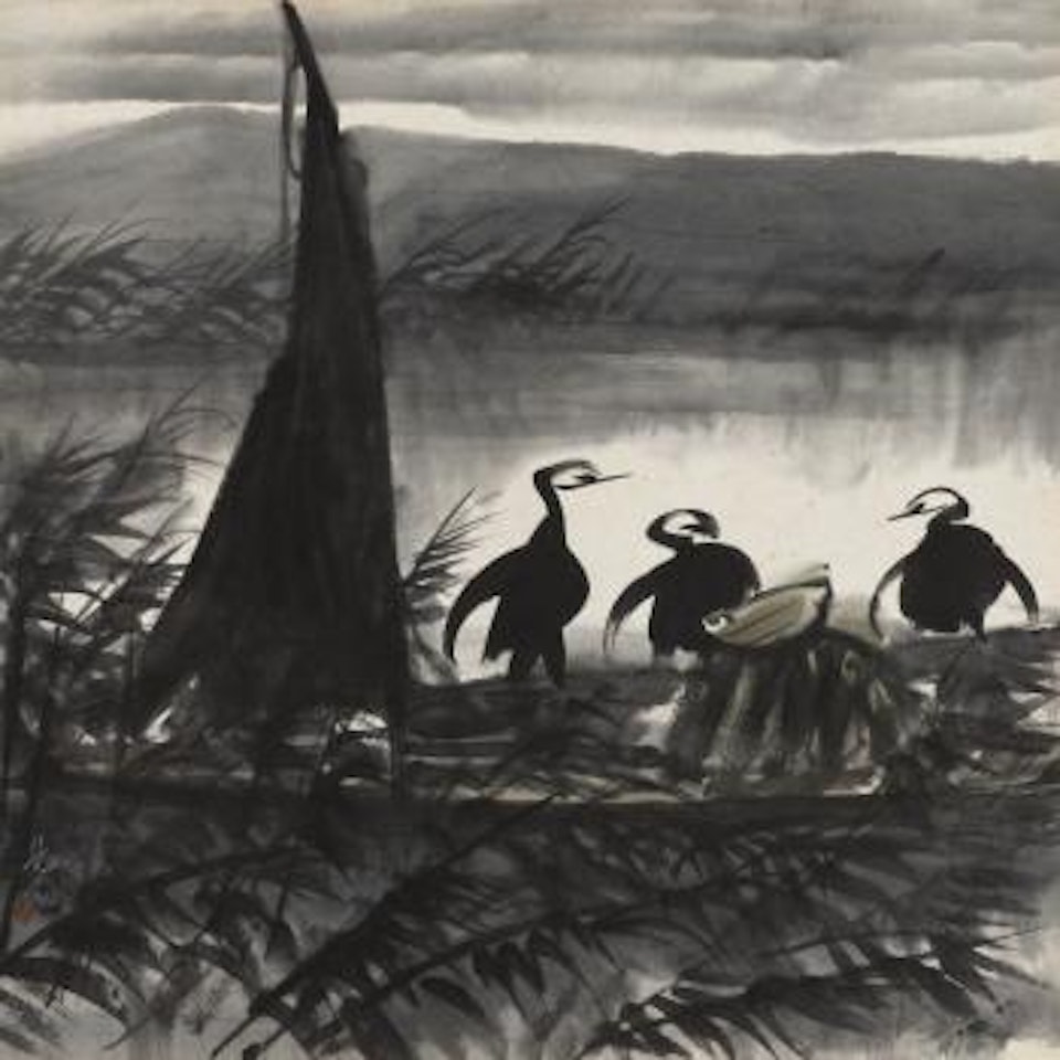 Cormorants And Reeds by Lin Fengmian