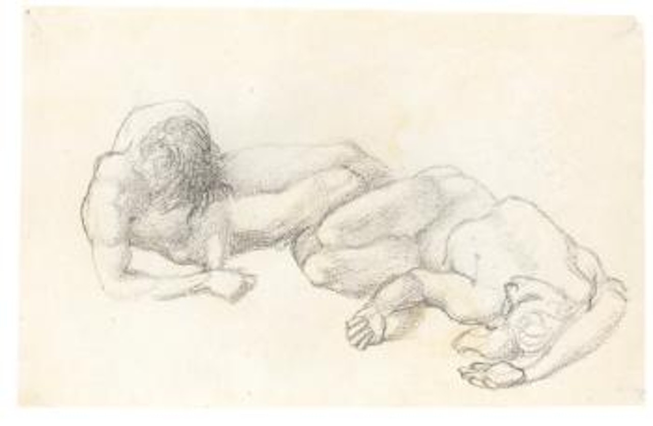 Studies Of Male Nudes For Sleeping Knights In The Prince Enters The Briar Wood; Study Of a Nude Probably For The Garden Court Or The Death Of Medusa by Edward Coley Burne-Jones