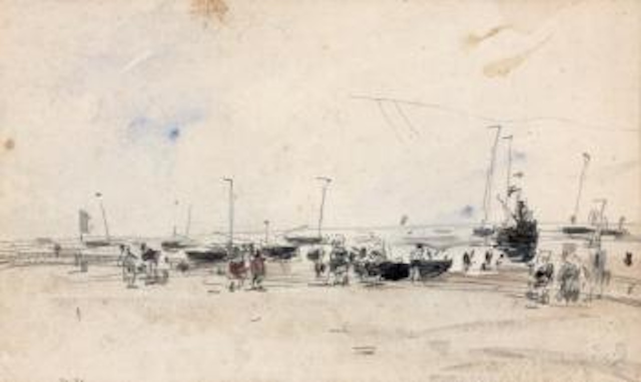 Vue d’un port animé by Eugène Boudin