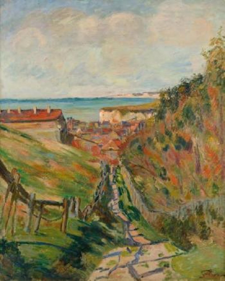 Paysage de la Manche ou chemin près du village en bord de mer by Armand Guillaumin