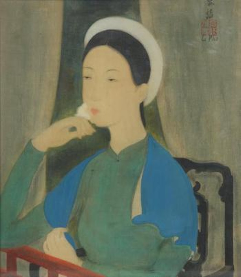 Jeune fille à l'écharpe bleue by Le Pho