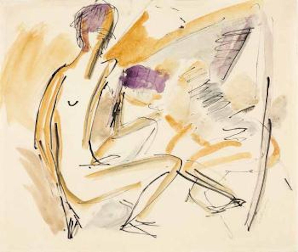Sitzender und liegender Akt am Strand (Fehmarn) by Ernst Ludwig Kirchner