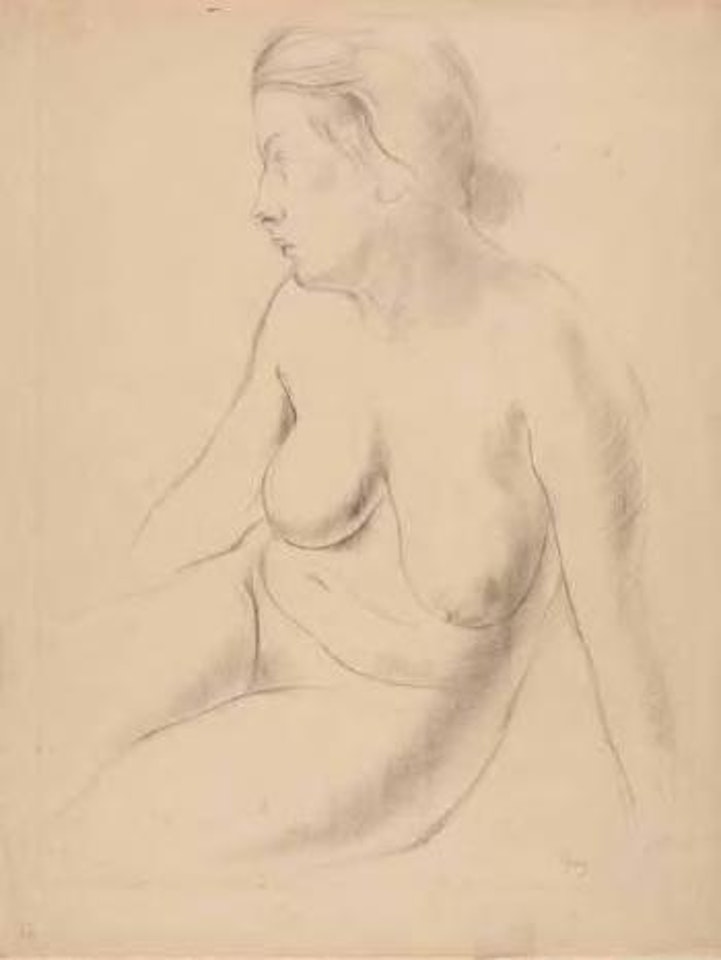 Sitzender weiblicher Akt, nach links blickend by George Grosz